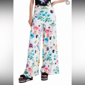 Desigual Wide Leg White Floral Trouser.